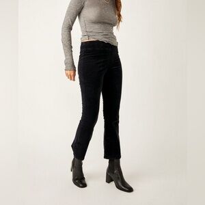 Free People “In My Feelings” Velvet Crop Slim Flare Pants